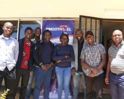 A Team of JKUAT Students poses for a photo during the World Water Day at Ndakaini Dam.